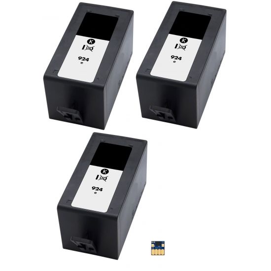 Μελάνι HP  Συμβατό 924e BK (4K0V0NE) - (Set 3 ink + 1 original chip) Σελίδες:3000 Black