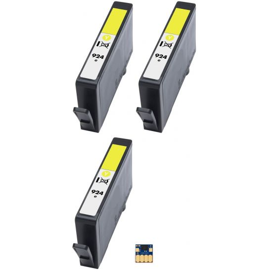 Printer Catridge HP  Compatible 924e Y (4K0U9NE) - (Set 3 ink + 1 original chip) Pages:2400 Yellow