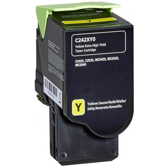 Toner LEXMARK  Kompatibel C/MC 2425 2535 2640 - C242XY0 Seitenergiebigkeit:3500 Gelb