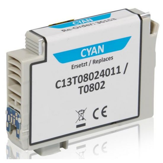 Printer Catridge EPSON  Compatible T0802 - (C13T080240) Pages:900 Cyan