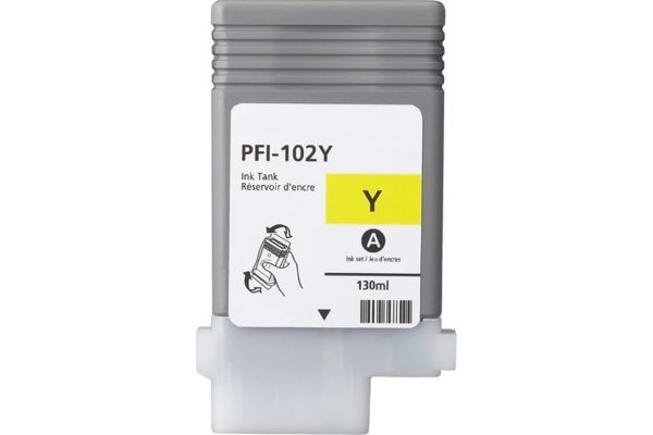 Tinte CANON  Kompatibel PFI-102 Y 130ml - (0898B001AA) Seitenergiebigkeit:6000 Gelb