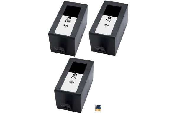 Μελάνι HP  Συμβατό 924e BK (4K0V0NE) - (Set 3 ink + 1 original chip) Σελίδες:3000 Black
