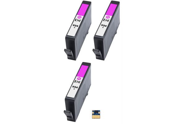 Μελάνι HP  Συμβατό 924e M (4K0U8NE) - (Set 3 ink + 1 original chip) Σελίδες:2400 Magenta