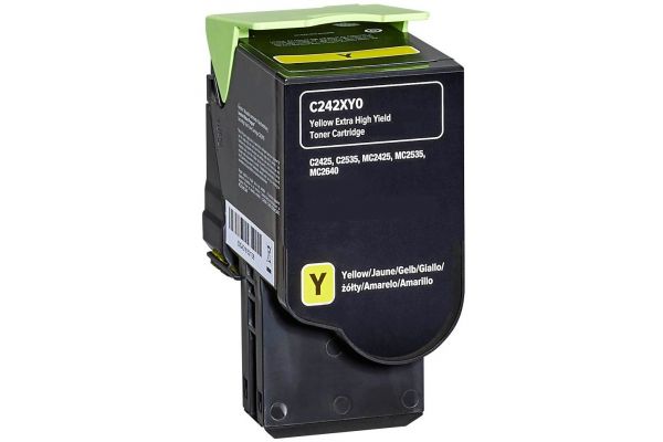 Toner LEXMARK  Kompatibel C/MC 2425 2535 2640 - C242XY0 Seitenergiebigkeit:3500 Gelb