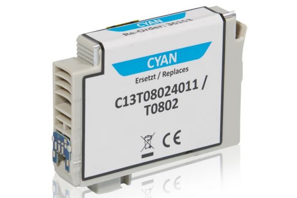Printer Catridge EPSON  Compatible T0802 - (C13T080240) Pages:900 Cyan